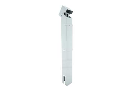Photo of 2-gang hinge top direct bury pedestal with lid open but no power outlets installed