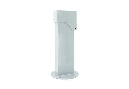 side view photo of hinge top power pedestal with cover closed