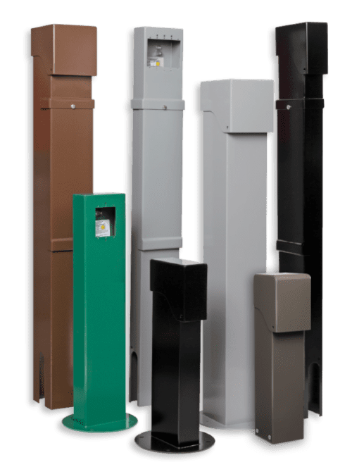 Pedoc's power posts in various finishes